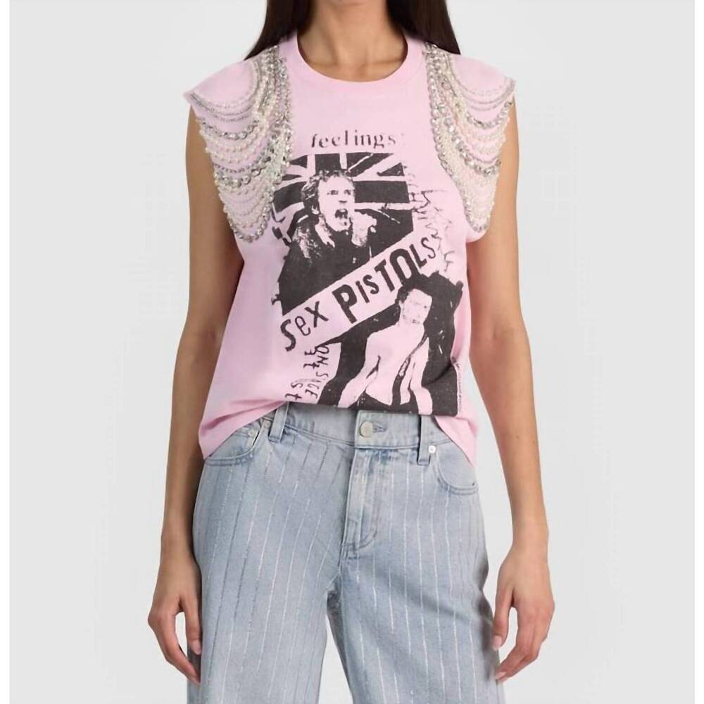 NEW ALICE + OLIVIA micah embellished muscle tee in pink